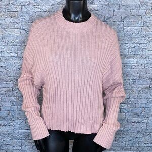 American Eagle Pink Cable Knit Sweater Womens Size XL Crew Neck Cozy Warm